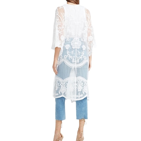 COLLECTION 18 for EXPRESS White Lace Kimono NWT - Picture 7 of 15